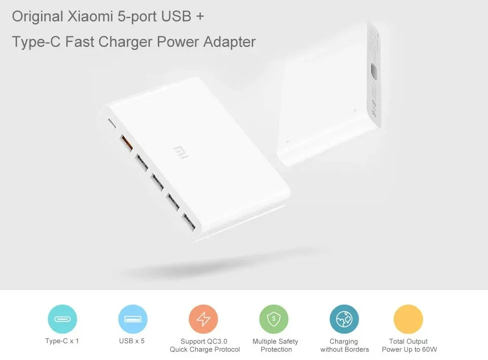 xiaomi 6 port 60W charger