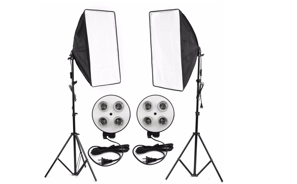 [Πτώση Τιμής] Studio Lighting Kit με 2 Stand,Softboxes και φωτιστικά με