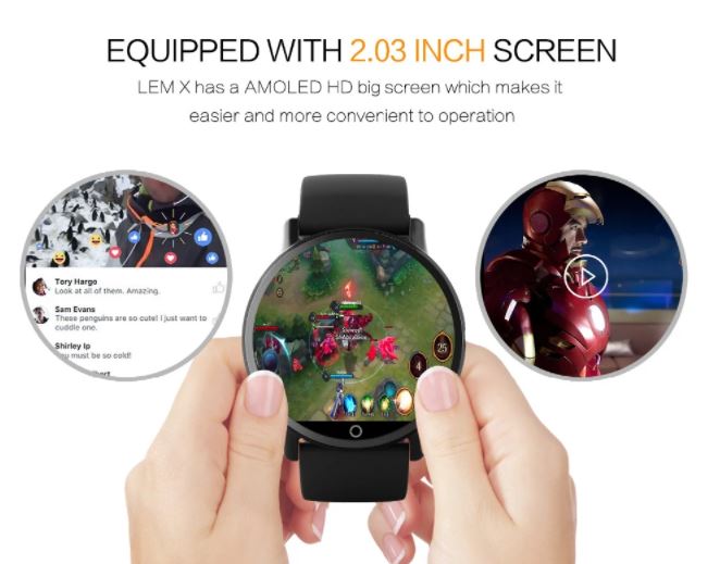 Lemfo lem x 2.03 inch 8.0 mp camera 4g cheap watch phone android 7.1 wifi fitness