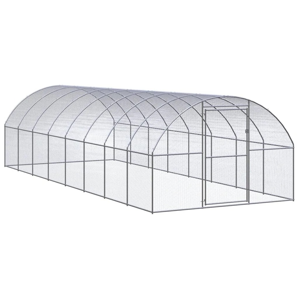 vidaXL 3095466 Outdoor Chicken Coop 3x8x2 m Galvanised Steel