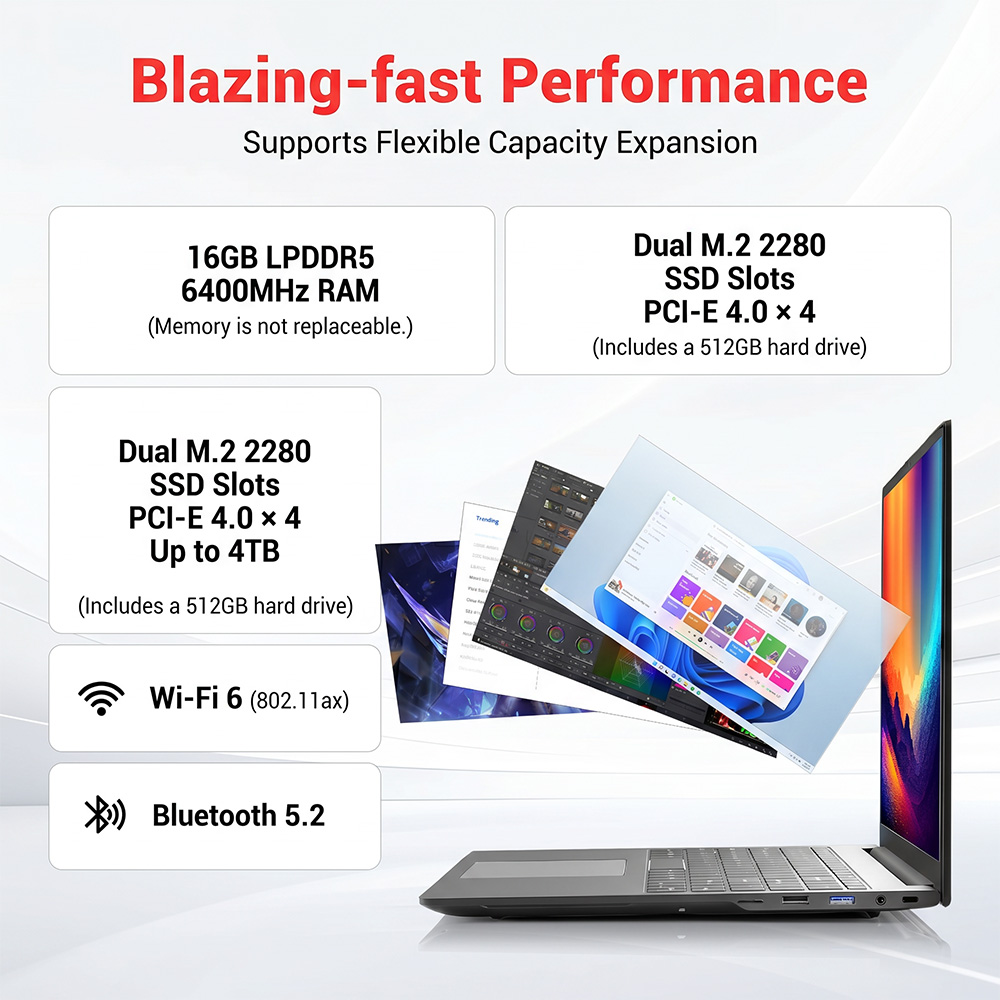 FIREBAT U6B laptop internal cooling and ports