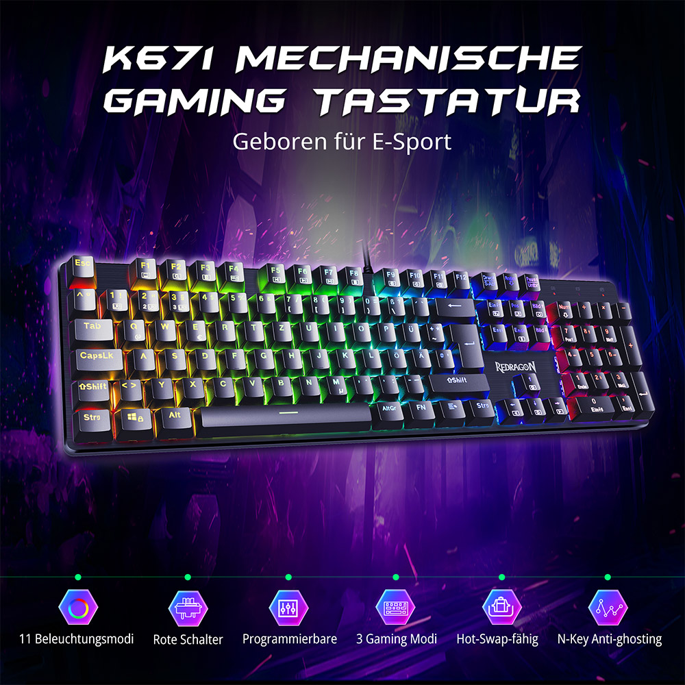 Redragon K671-DE RGB effects