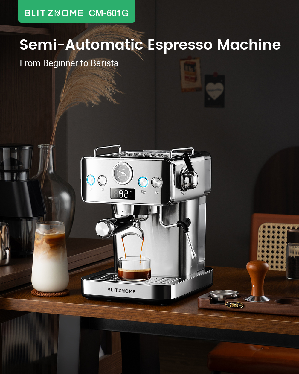 BlitzHome Espresso Machine and NovuLife Grinder