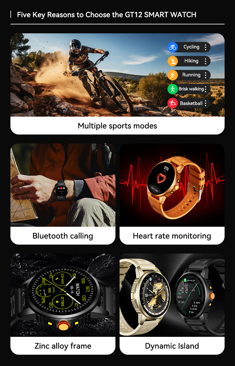 GT12 Smartwatch built-in flashlight