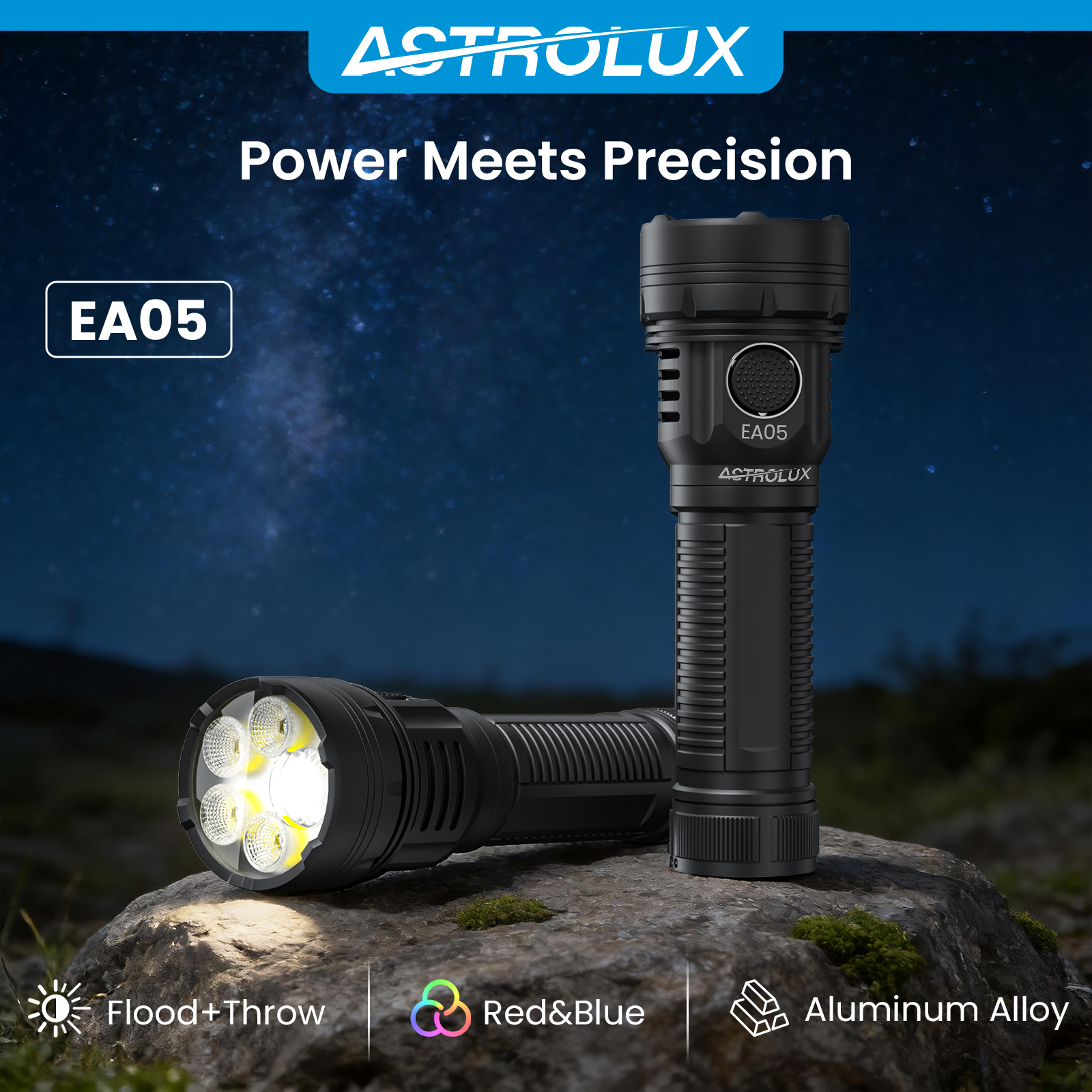 Astrolux EA05 flashlight beam