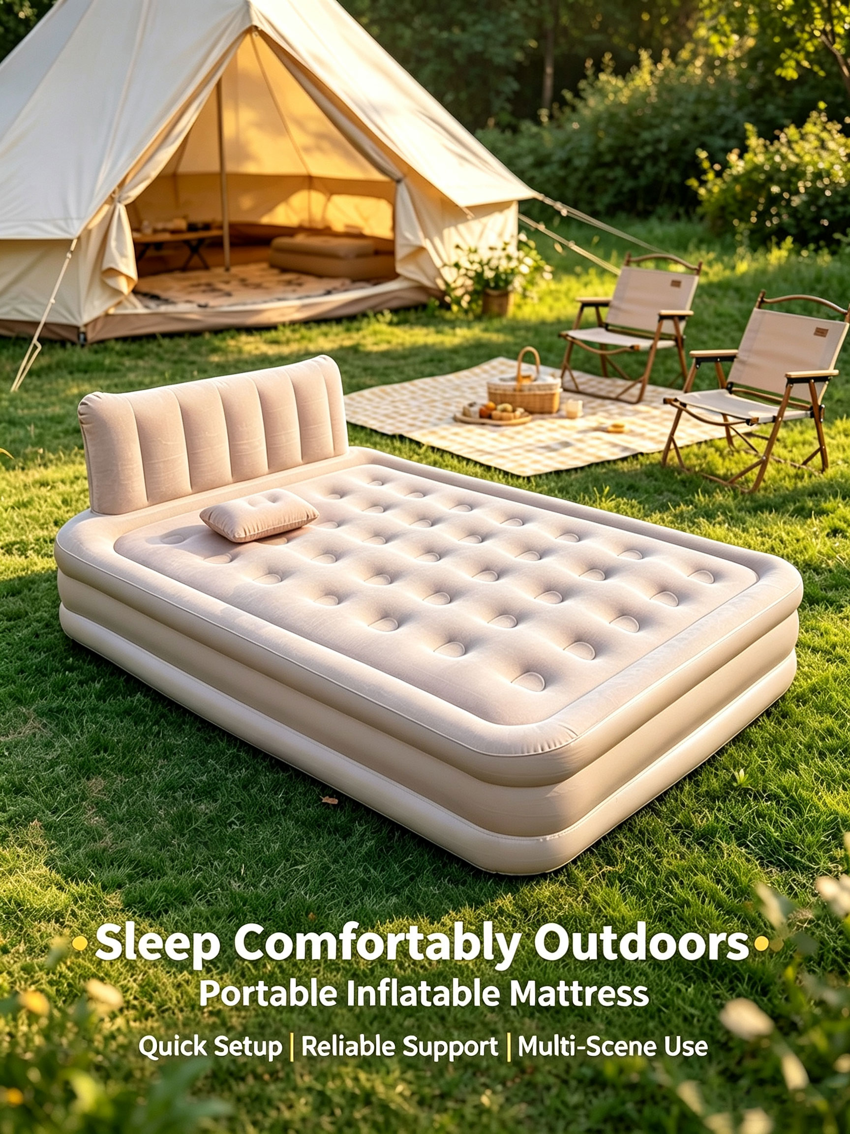 Xmund inflatable mattress with backrest