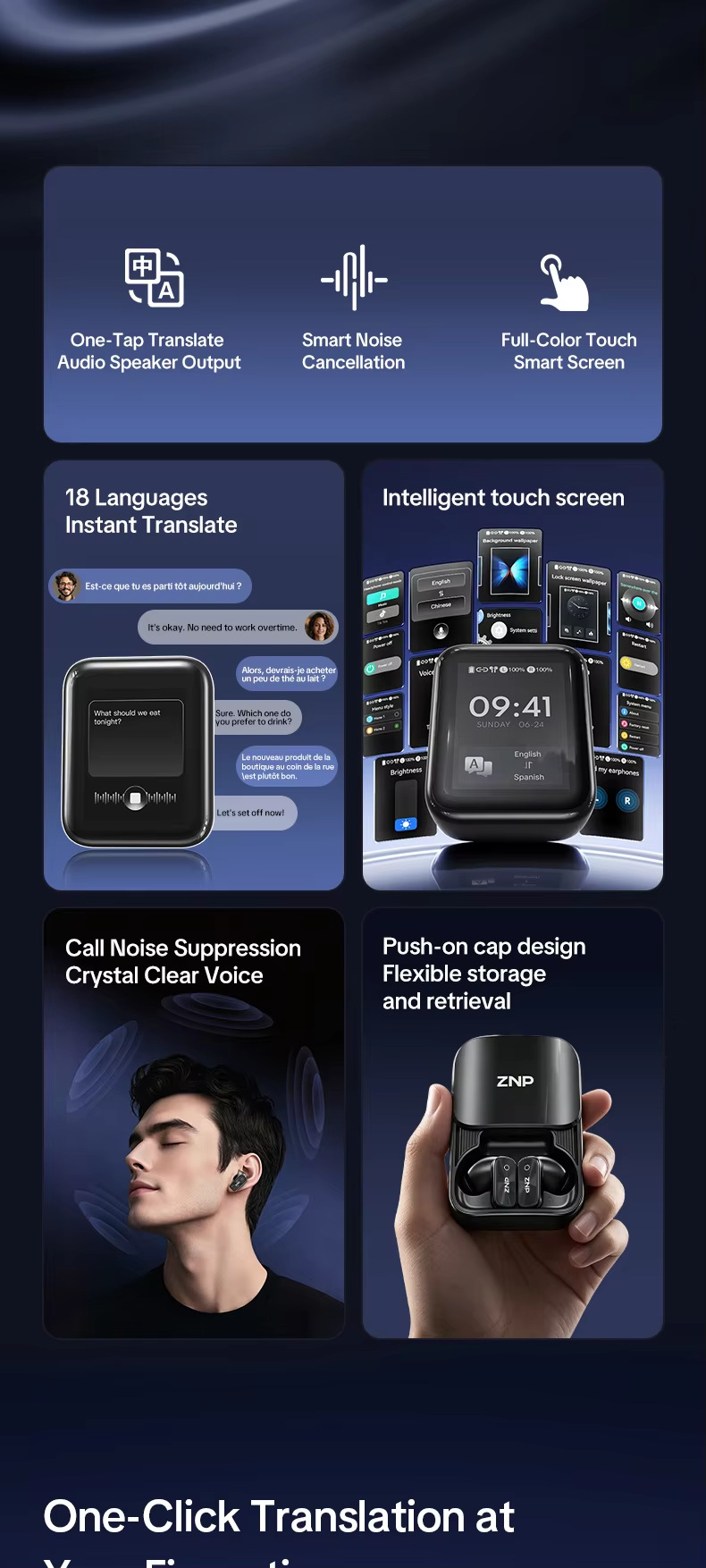 ZNP N07 AI Translation Headset features