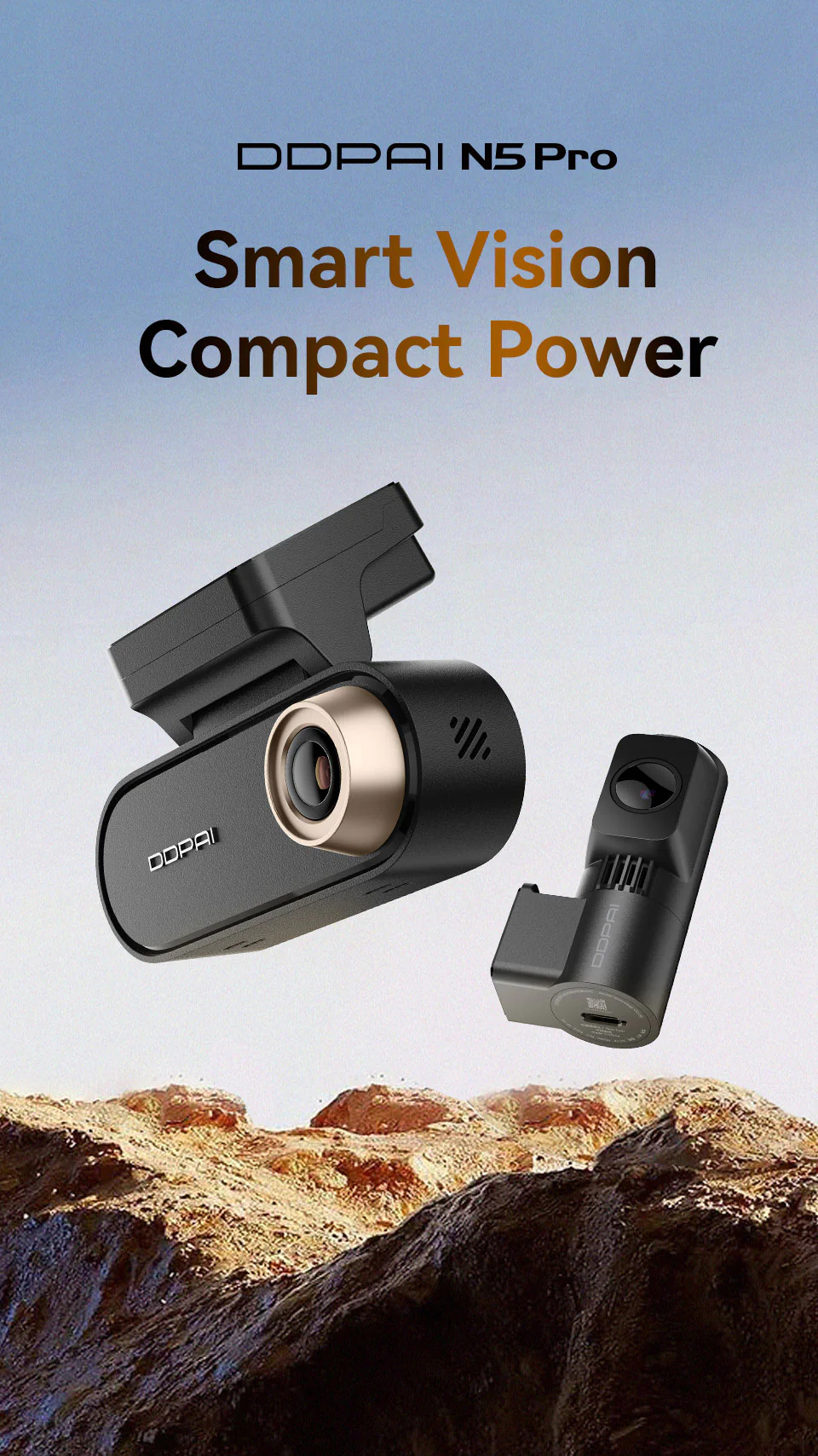 DDPAI N5 Pro front and rear camera view