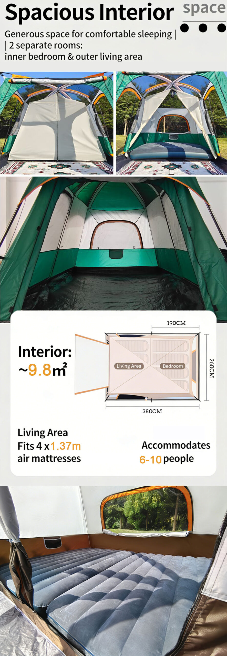 Xmund Camping Tent Internal
