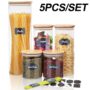 SAWAKE Glass Storage Jar 5 Set Food Storage Containers Airtight Food Jars with Bamboo Wooden Lids - Green Spoon