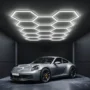 Elfeland 14 Cell Garage Lights Hexagon Lamp 220V 6500K LED Tube Honeycomb Barbershop Ceiling Lighting For Workshop 4S Car Show...