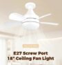 18 Inch E27 Screw Head Fan Light Remote Control