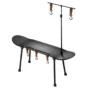 Xmund Skateboard Inspired Camping Foldable Table with Wood Desktop,Portable,Adjustable Lamp Holder 5 Hanging Hooks Multifunctional Cook Station