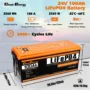 Cloudenergy 24V 100Ah LiFePO4 Battery Pack 2560Wh Energy 6000+ Deep Cycles