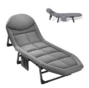 Xmund Folding Outdoor Chaise Lounge Chair,for Sun Tanning,Portable Sleeping Camping Foldable Bed with Mattress and Pillow 190+66+35cm