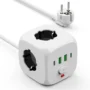 C13 Power Strip Wall Socket Extender with 2 Meter Extension Line 3 AC Outlets 2 USB Ports And 2 Type...