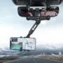 Car Rearview Mirror Bracket Extendable 360-degress Rotating Multifunctional Phone Mount
