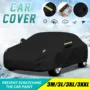 Black Full Car Cover Waterproof Sun Rain Heat Dust UV Resistant Protection 190T