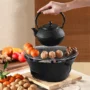 IPRee 1Set 23cm Cast Iron Round Charcoal Stove Outdoor Cooking and Heating for Camping,Picnics,Backyard BBQ,Camping Stove Portable,Picnic Essentials