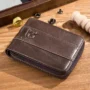BULLCAPTAIN Genuine Leather Zipper Men Wallets