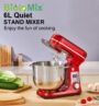 BioloMix BM601 1200W Kitchen Food Stand Mixer, Cream Egg Whisk, Cake Dough Kneader, 6L Capacity, Stainless Steel Bowl, 6-Speed, LED...
