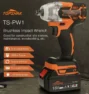 Topshak TS PW1 380N.M Brushless Electric Impact Wrench LED Working Light Rechargeable Woodworking Maintenance Tool with one Battery Also For...