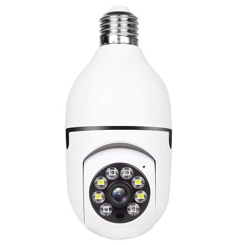 A6 1080P HD Bulb Monitor Illuminated Camera, 360 Degree Rotatable, WiFi Wireless Smart Safe Camera, Full Color Night Vision, 2-way...