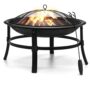 26'' KingSo Garden Steel Fire Pit Round Wood Burning Firepit for Patio Backyard Camping Picnic