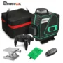MUSTOOL 16 Lines 4D 360° Laser Level Self Leveling Line Holder Tool Bracket Double Batteries