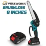 VIOLEWORKS 8 Inch 3000W 88VF Brushless Electric Saw Chainsaw Pruning Saws Woodworking Cutting Tool