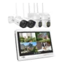 Hiseeu 4HC25 5MP 8CH Wireless CCTV Surveillance Camera System PTZ WiFi Camera with 12 inch Monitor Color Night Vision Two...