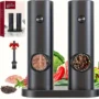 IPRee Automatic Electric Salt and Pepper Grinder Set Battery Powered with Ceramic Grinder Core Adjustable Coarseness LED Light Dual Chamber...