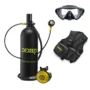 DIDEEP 2L Scuba Diving Tank+Upgrade Pressure Gauge+Diving Vest Oxygen Cylinder Tank Set Snorkeling Equipment Support About 30 40 Minutes Underwater...